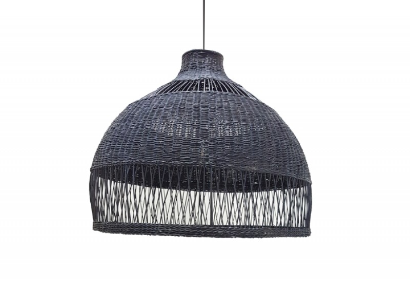 Black Rattan Lampshade - Large Black Rattan Lampshade - Large
